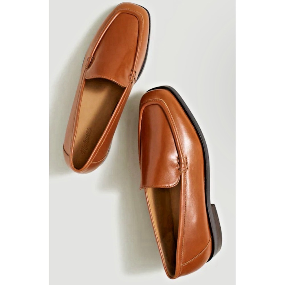Madewell Women Size 9.5 The Bennie Smooth Loafers Leather Warm Coffee NO287